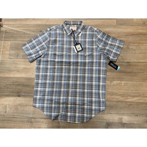 Filson Twin Lakes Sport Mens M Short Sleeve Button Up Plaid Outdoors Camp Shirt - Picture 2 of 9